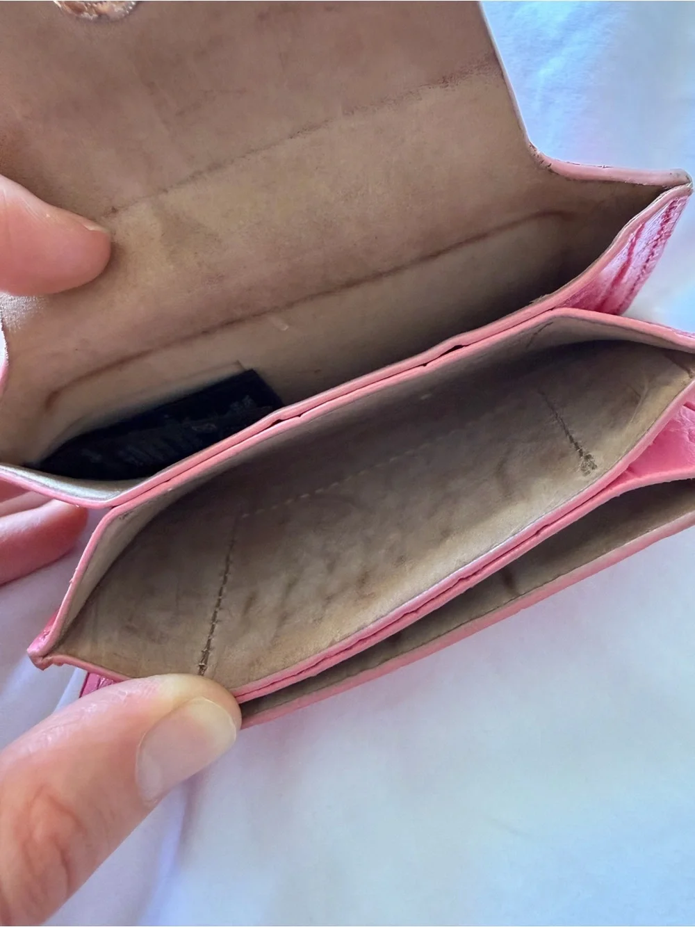 & Other Stories Pink Croc-Embossed Card Holder Wallet